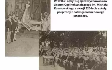 dwa zdjęcia: poczet sztandarowy, bardzo dużą grupa os&oacute;b 