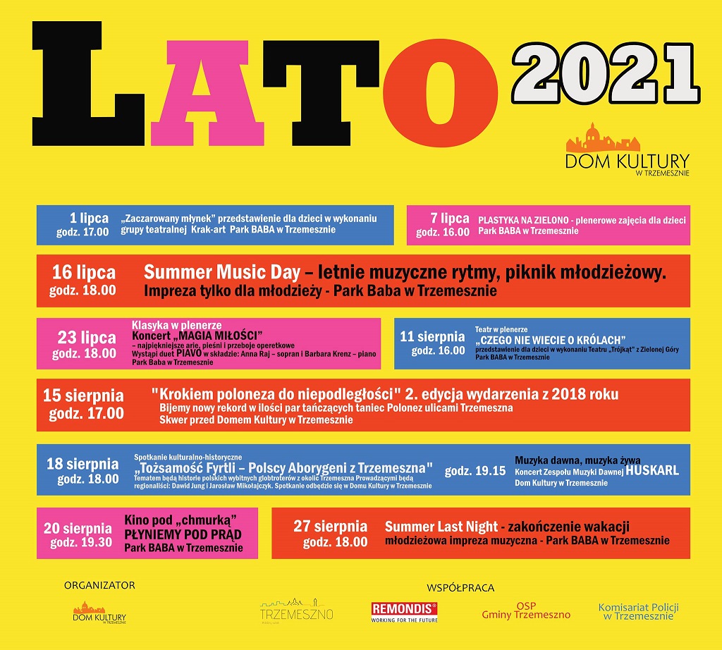 Plakat z wymienionymi imprezami