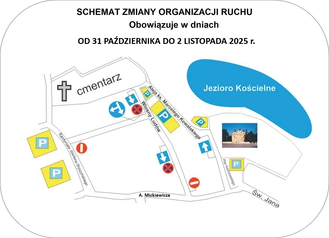 Mapka z&nbsp;naniesioną zmianą organizacji ruchu.