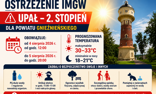 Zdjęcie do Ostrzeżenie IMGW &ndash; upał (2. stopień) dla powiatu gnieźnieńskiego