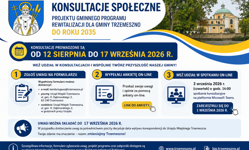 Zdjęcie do Konsultacje społeczne projektu Gminnego Programu Rewitalizacji dla Gminy Trzemeszno do roku 2035