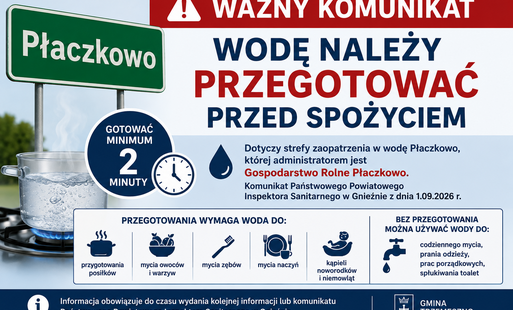 Zdjęcie do Ważny komunikat dotyczący jakości wody w Płaczkowie, w strefie zaopatrzenia, kt&oacute;rej administratorem jest Gospodarstwo Rolne Płaczkowo.