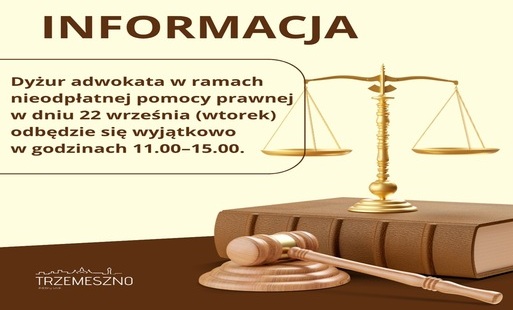 Zdjęcie do Nieodpłatna pomoc prawna - zmiana godzin 22.09.2026 r.