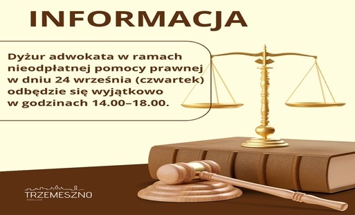 Zdjęcie do Nieodpłatna pomoc prawna - zmiana godzin 24.09.2026 r.
