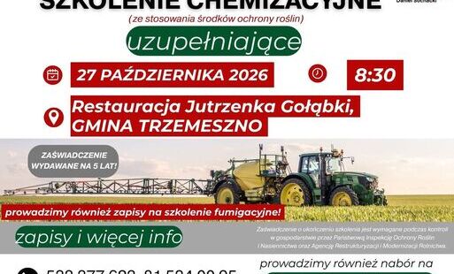 Zdjęcie do Szkolenie z zakresu stosowania środk&oacute;w ochrony roślin &ndash; 27 października 2026 r.