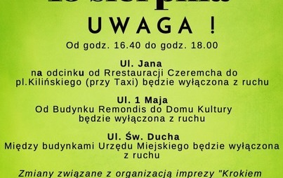 Zdjęcie do UWAGA - Zmiany związane z organizacją imprezy &quot;Krokiem Poloneza do Niepodległości