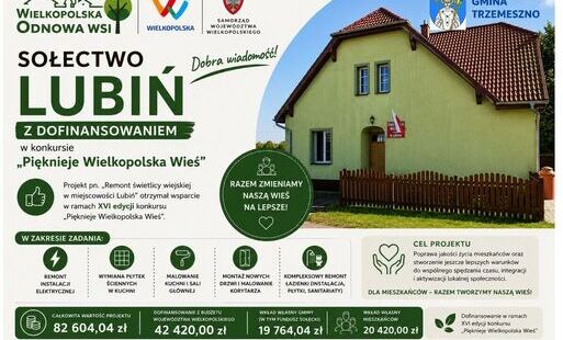 Zdjęcie do Sołectwo Lubiń z dofinansowaniem w konkursie "Pięknieje Wielkopolska Wieś" 