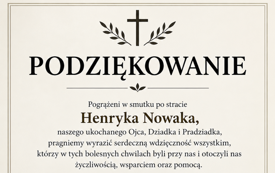 Podziękowania rodziny śp. Henryka Nowaka